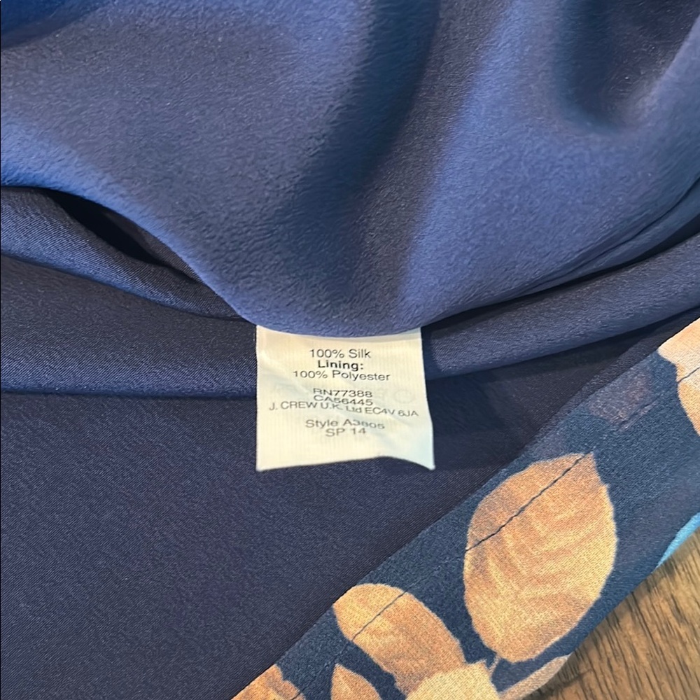 J. Crew Floral Silk Sleeveless Top - Navy Blue and Peach - 6​ - Picture 6 of 7